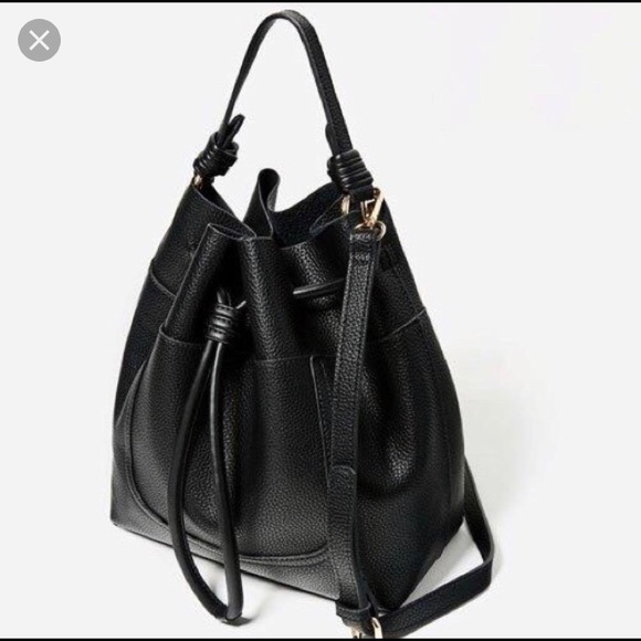 zara black bucket bag